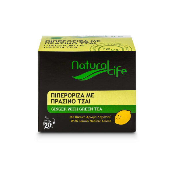 Natural Life Green Tea With Lemon & Ginger Tea x 20 Tea Bags Front