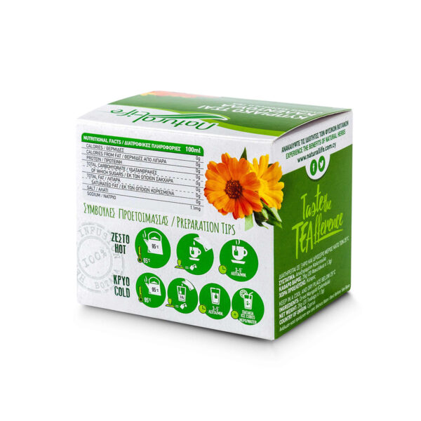 Natural Life Marigold Herbal Tea Infusion x 20 Tea Bags Back